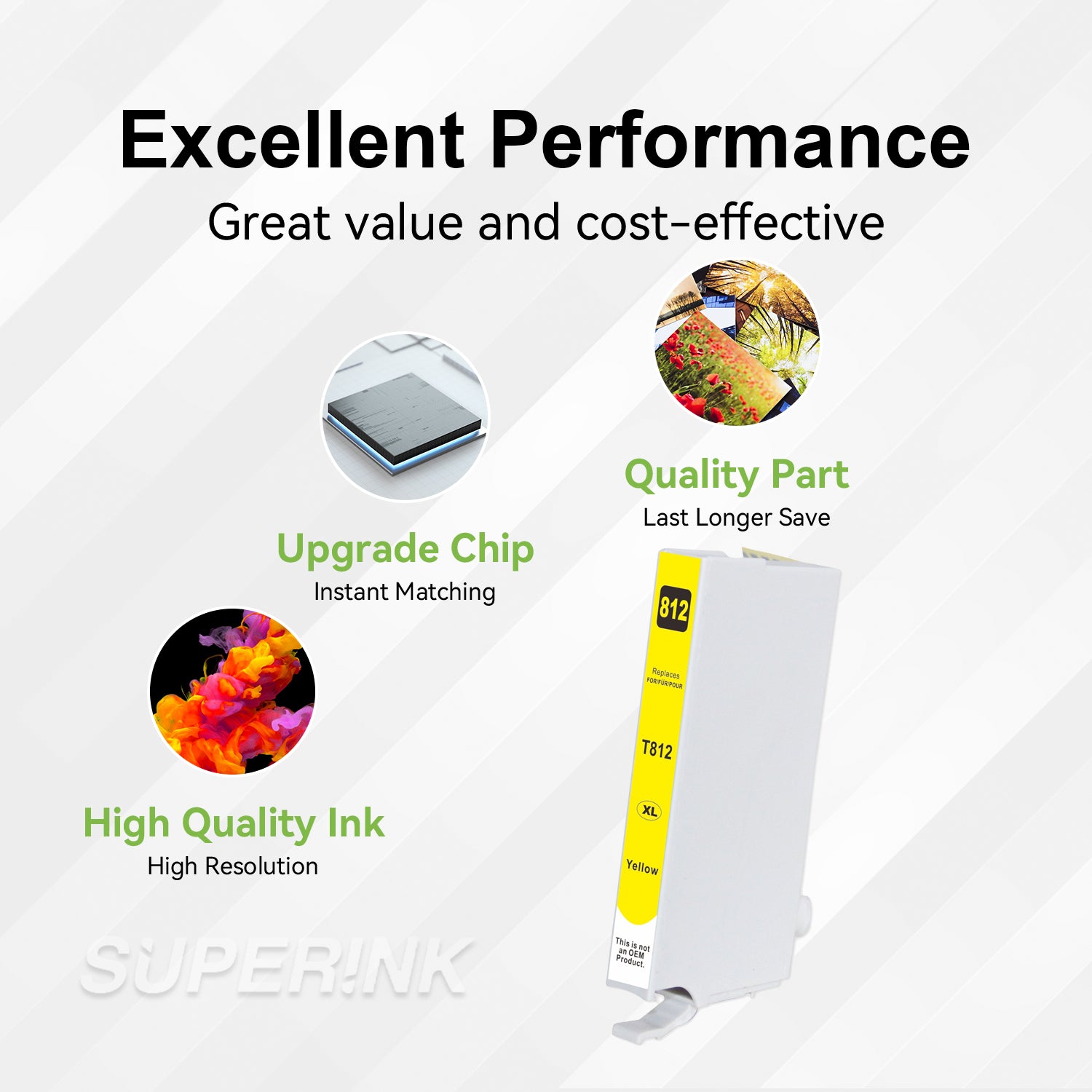Compatible Epson T812XL Yellow High Yield Ink Cartridge
