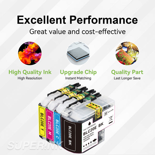 Compatible Brother LC20E Ink Cartridge Combo BK/C/M/Y - Superink.ca