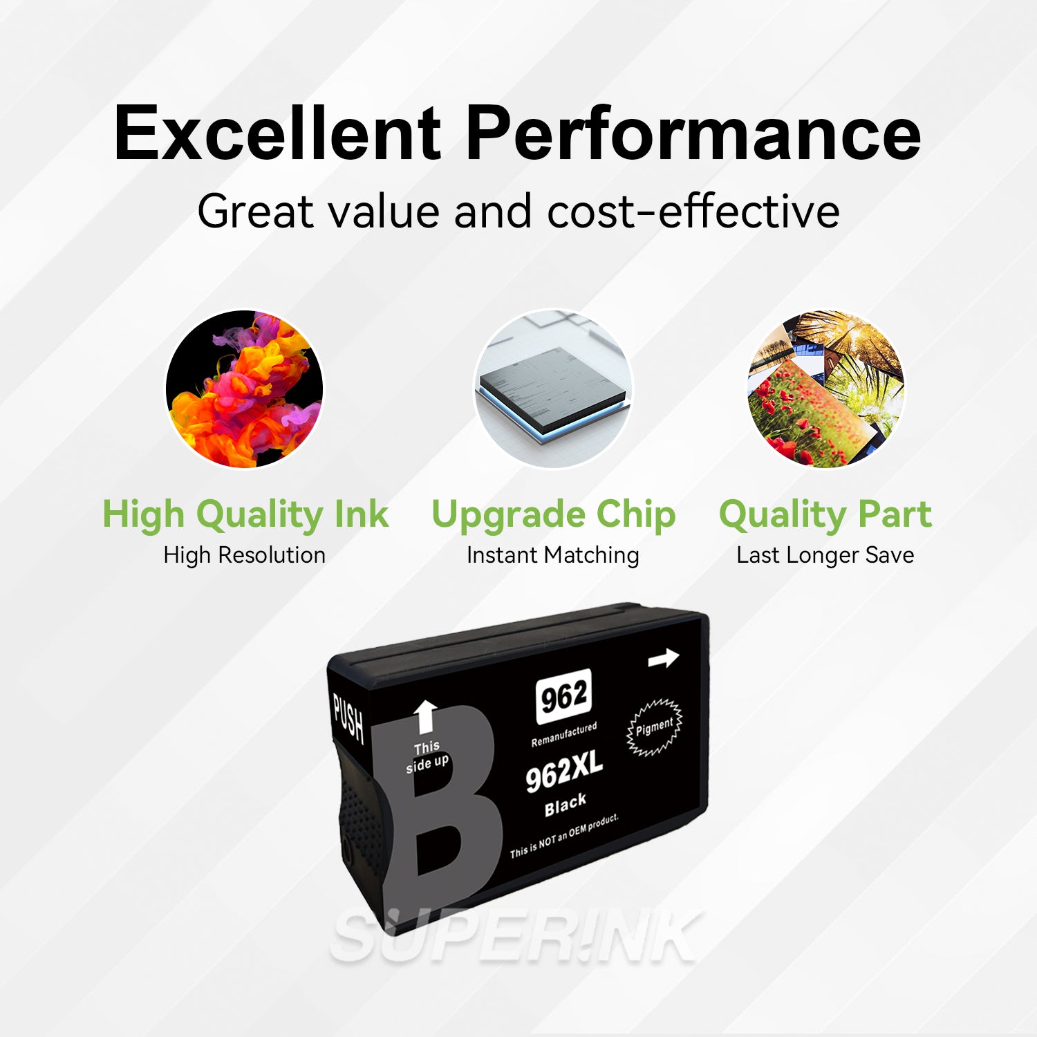 Compatible HP 962XL Black High Yield Ink Cartridge by Superink