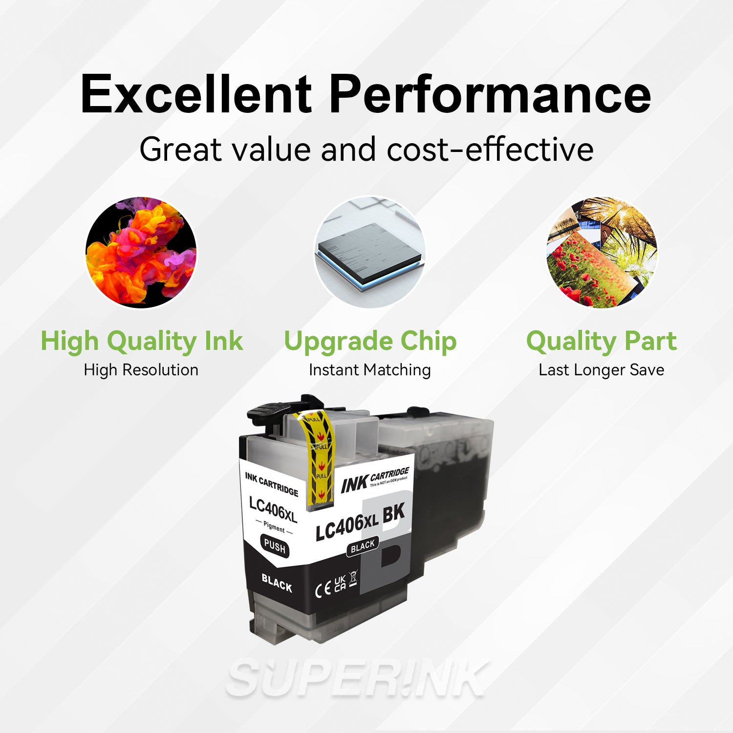 Compatible Brother LC406XL High Yield Black Ink Cartridge by Superink