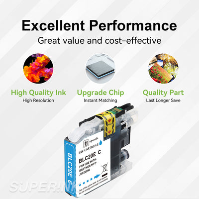 Cartouche d'encre cyan Brother LC20E compatible par Superink