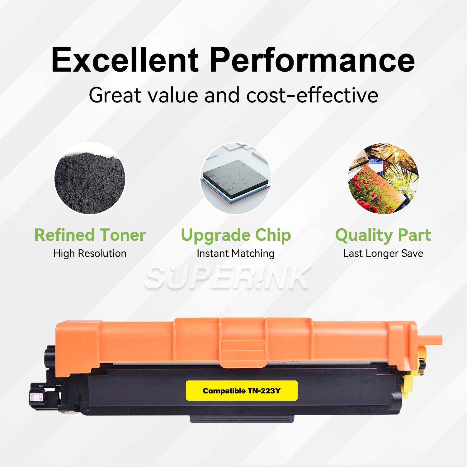 Compatible Brother TN223 Yellow Toner Cartridge WITH CHIP by Superink