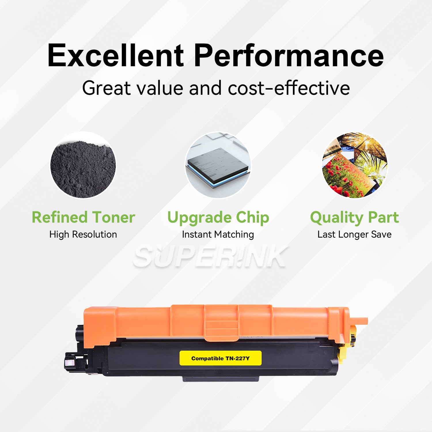 Compatible TN227 Yellow Toner Cartridge WITH CHIP by Superink