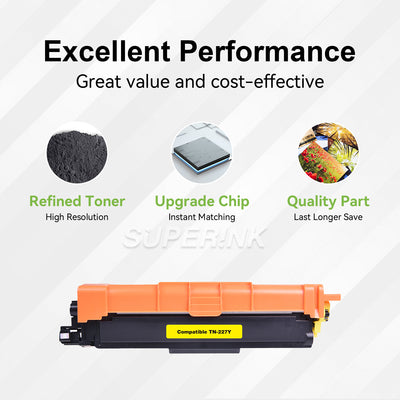 Compatible TN227 Yellow Toner Cartridge WITH CHIP by Superink