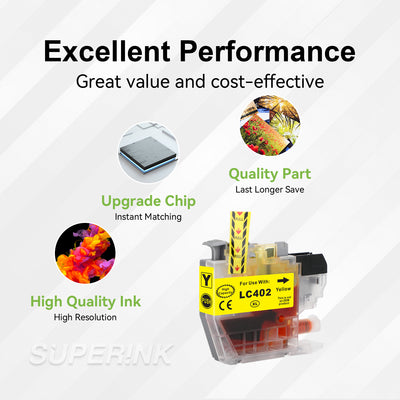 Compatible Brother LC402 Yellow Ink Cartridge High Yield by Superink