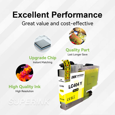 Compatible Brother LC404 Yellow Ink Cartridge by Superink