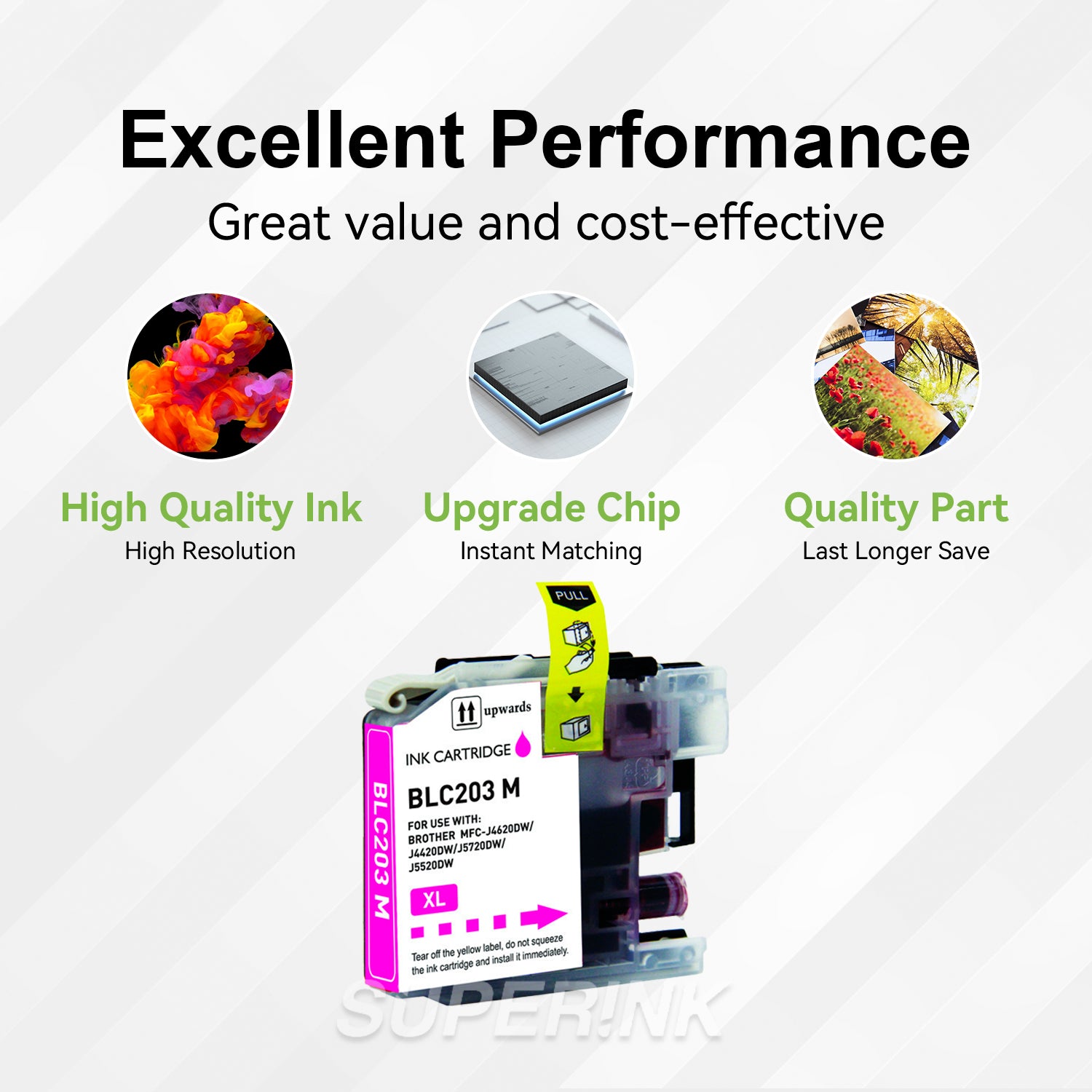 Cartouche d'encre magenta Brother LC203M XL compatible par Superink