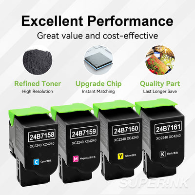 Compatible Lexmark 24B7161 24B7158 24B7159 24B7160 Toner Cartridge Set