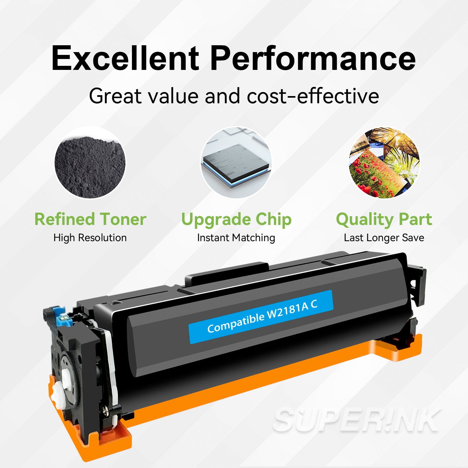 Compatible HP W2181A / 218A Cyan Toner With Chip By Superink