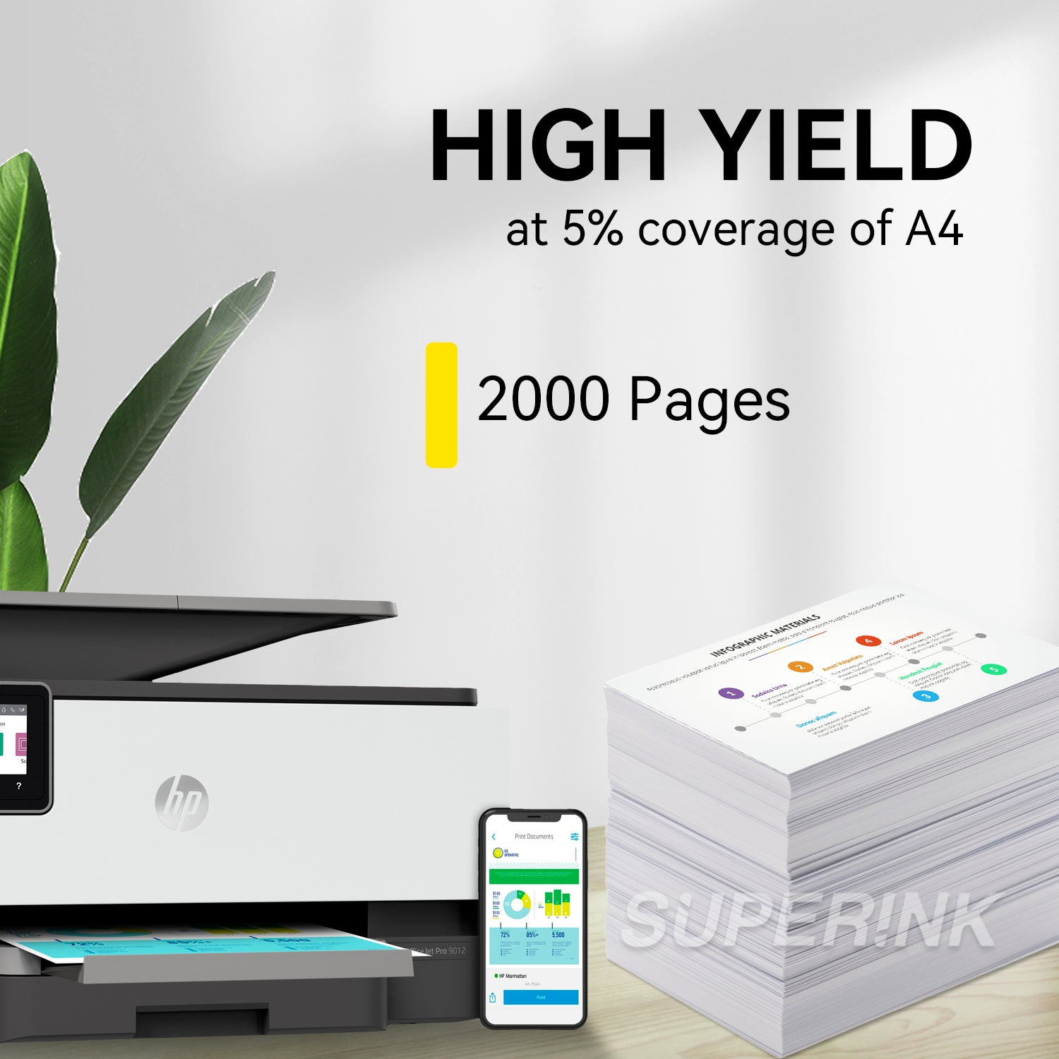 Compatible HP 962XL Yellow High Yield Ink Cartridge by Superink