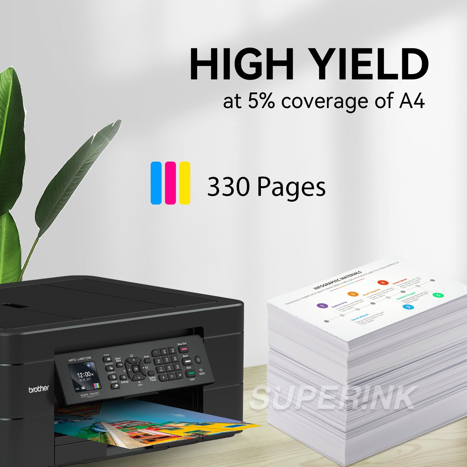 Compatible HP 61XL (CH564WN) Ink Cartridge Tri-Color by Superink