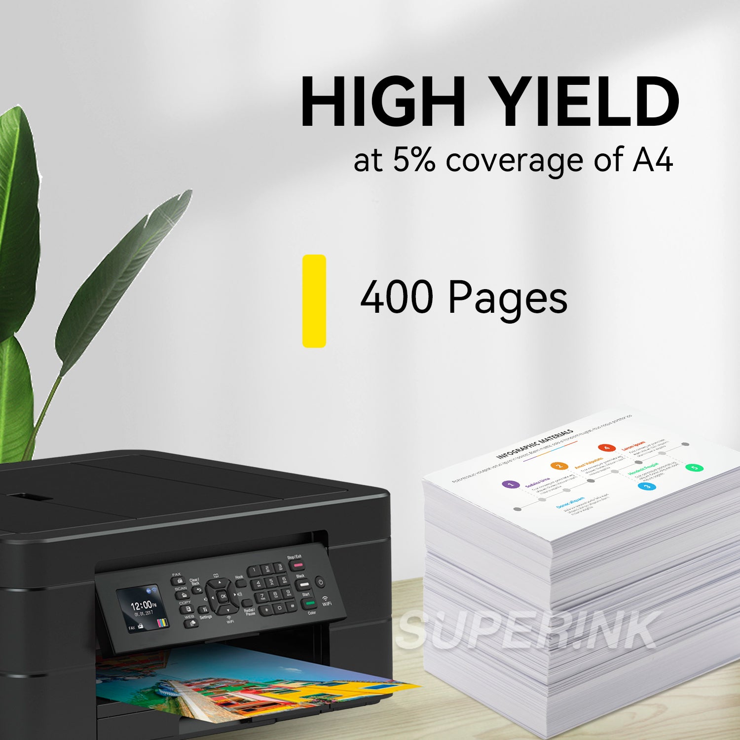 Compatible Brother LC3013XL / LC3013 Cartouche d'encre jaune par Superink