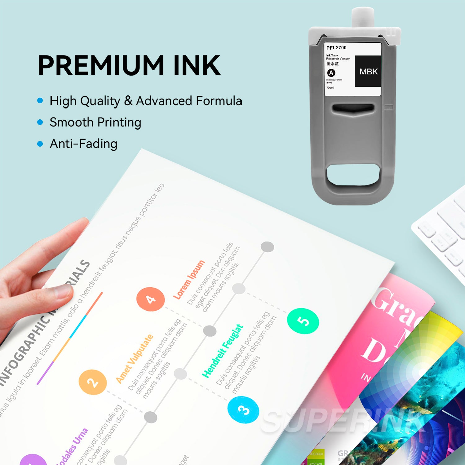 Compatible Canon PFI-2100 PFI-2300 PFI-2700 Matte Black Ink Cartridge By Superink