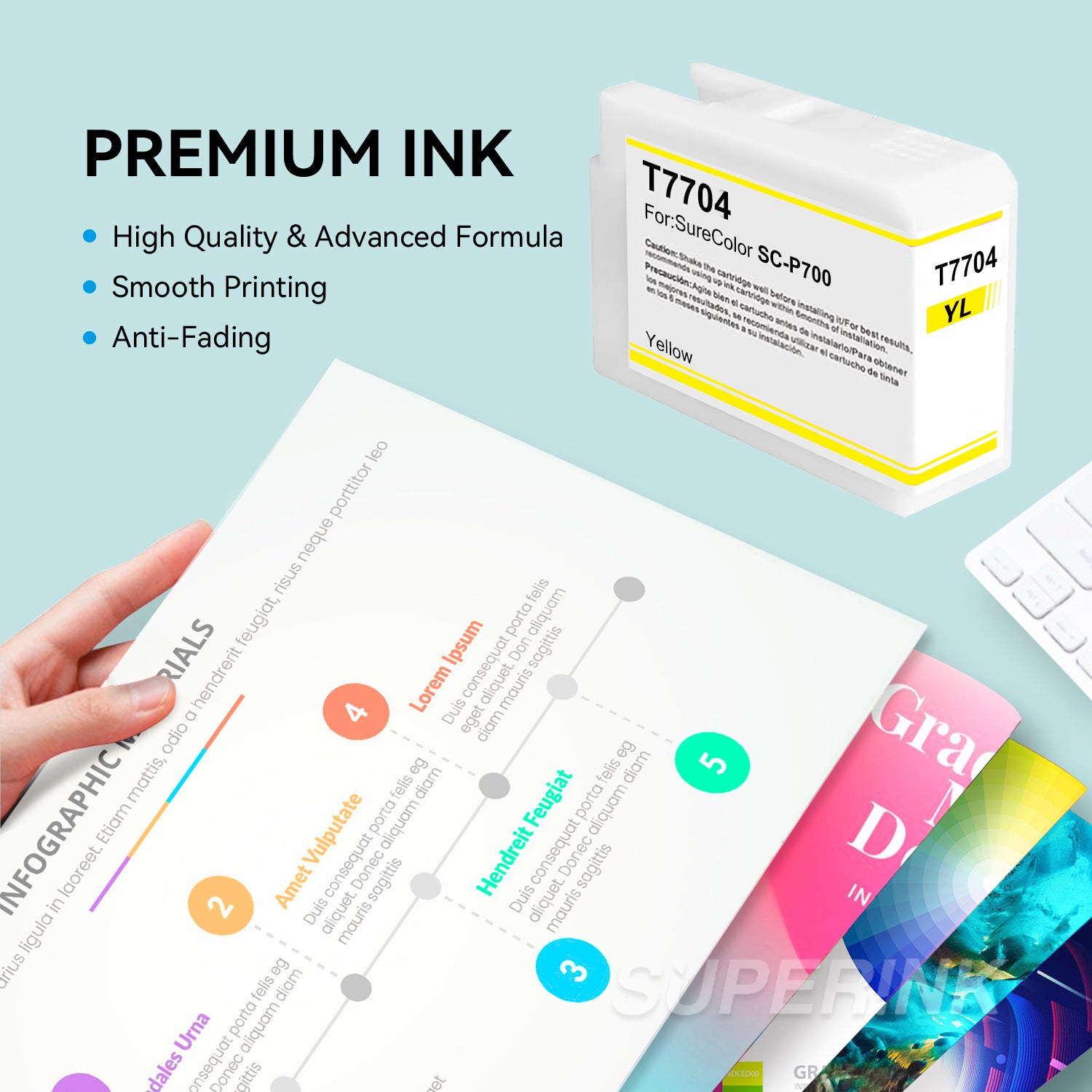 Compatible T770 UltraChrome PRO10 T770420 Yellow Ink Cartridge