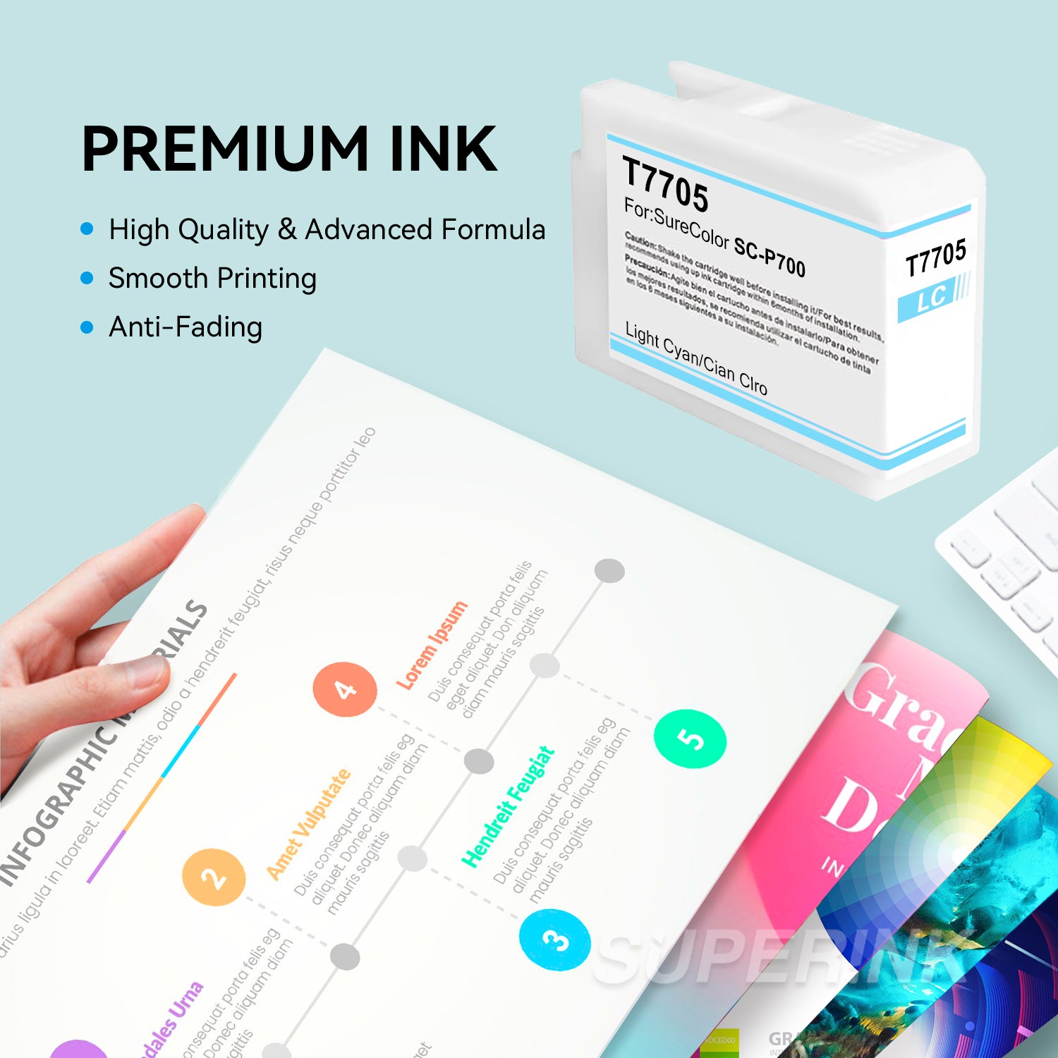 Compatible T770 UltraChrome PRO10 T770520 Light Cyan Ink Cartridge