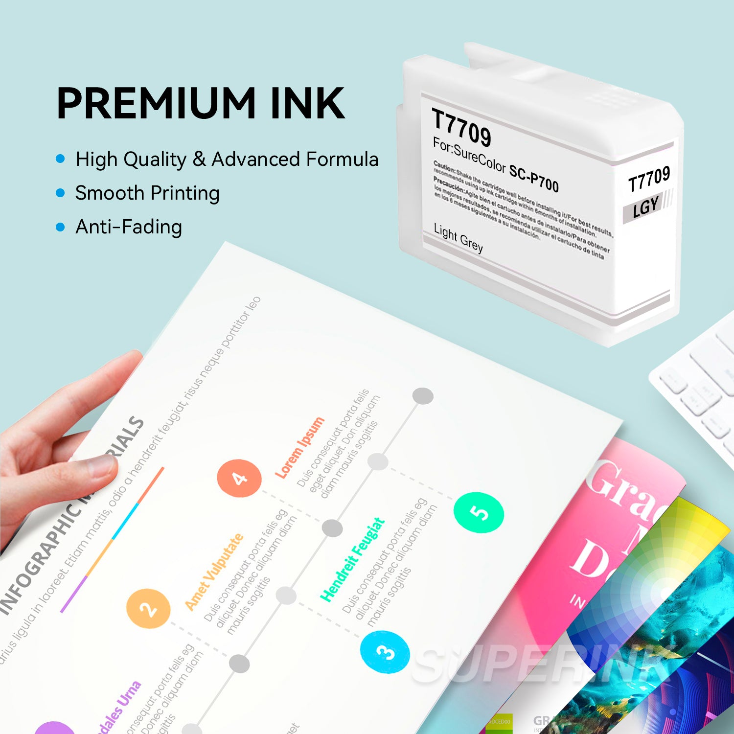 Compatible T770 UltraChrome PRO10 T770920 Light Gray Ink Cartridge