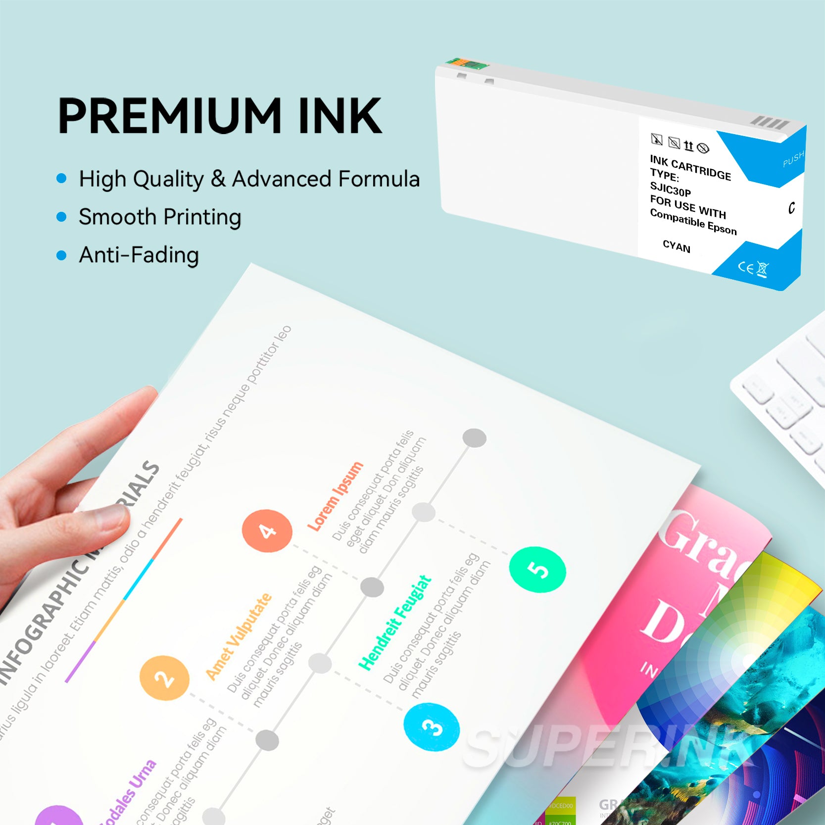 Compatible Epson TM-C7500G SJIC30P Cyan Ink Cartridge by Superink