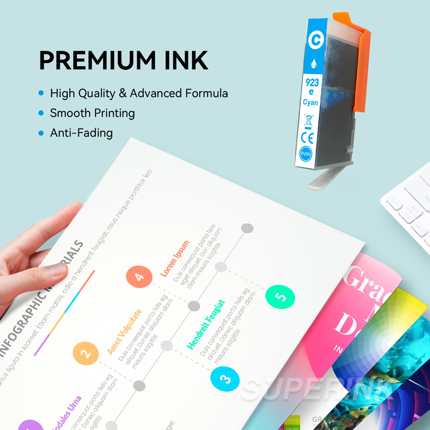 Compatible HP 923e EvoMore Cyan Cartridge by Superink