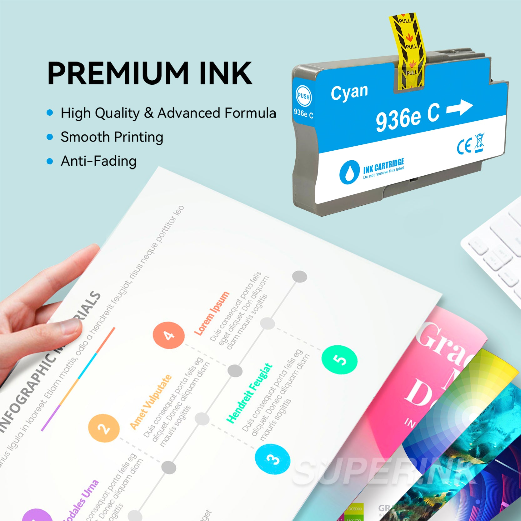 Compatible HP 936e EvoMore Cyan Cartridge by Superink