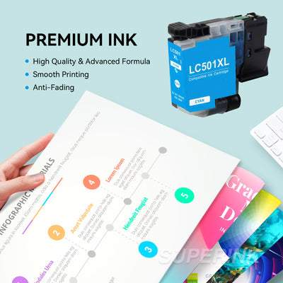 Compatible Brother LC501 LC501XL Cyan High Yield Ink Cartridge