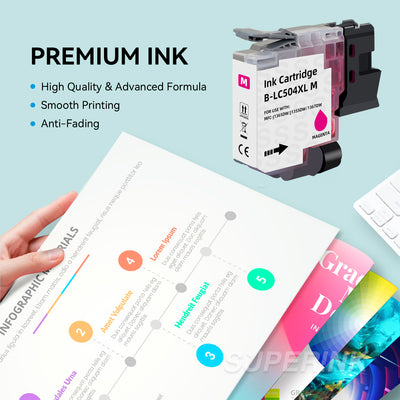 Compatible Brother LC504 LC504XL Magenta Ink Cartridge High Yield