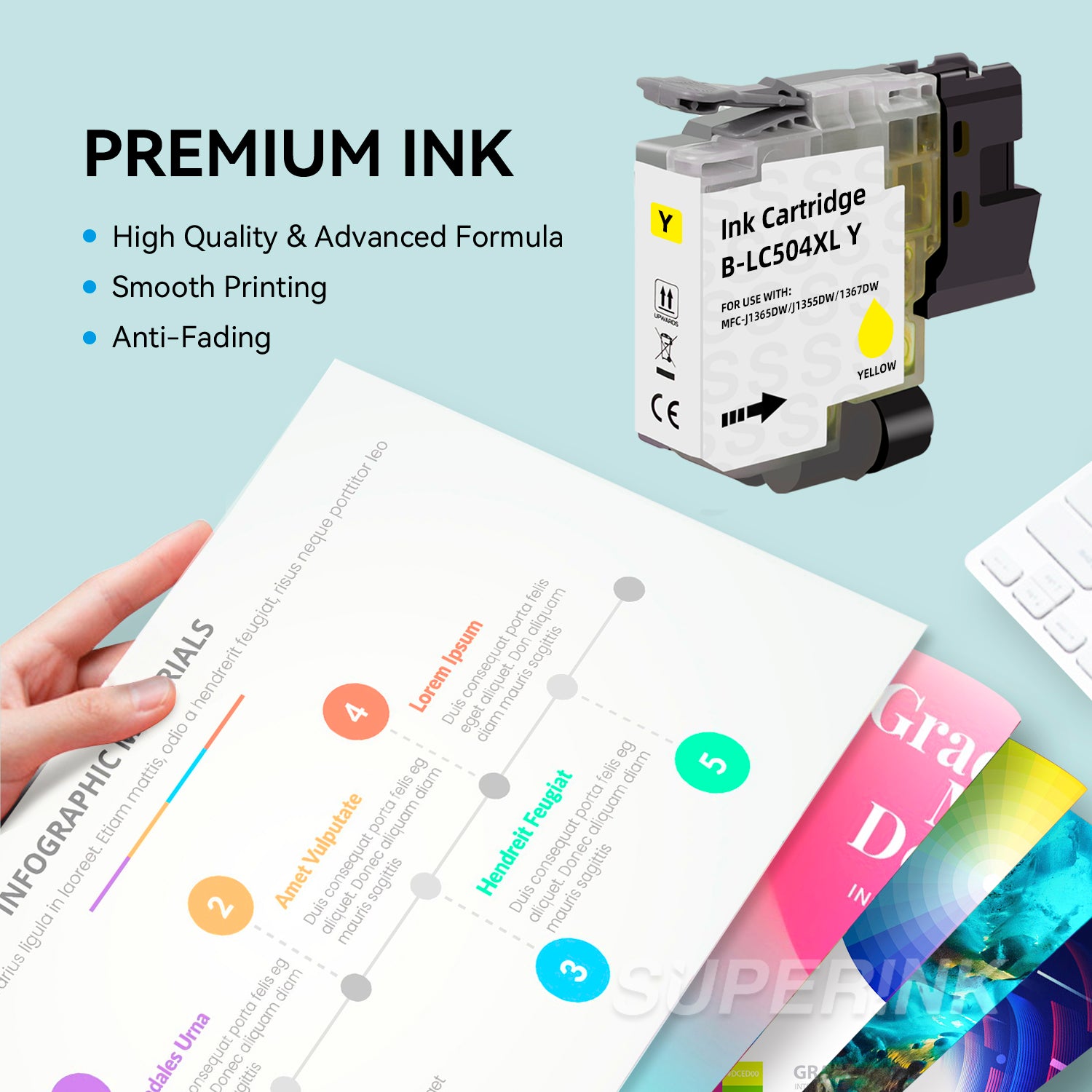Compatible Brother LC504 LC504XL Yellow Ink Cartridge High Yield