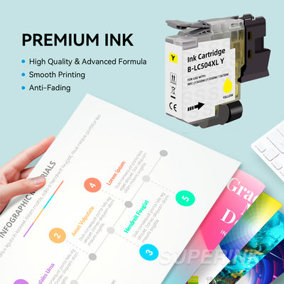 Compatible Brother LC504 LC504XL Yellow Ink Cartridge High Yield