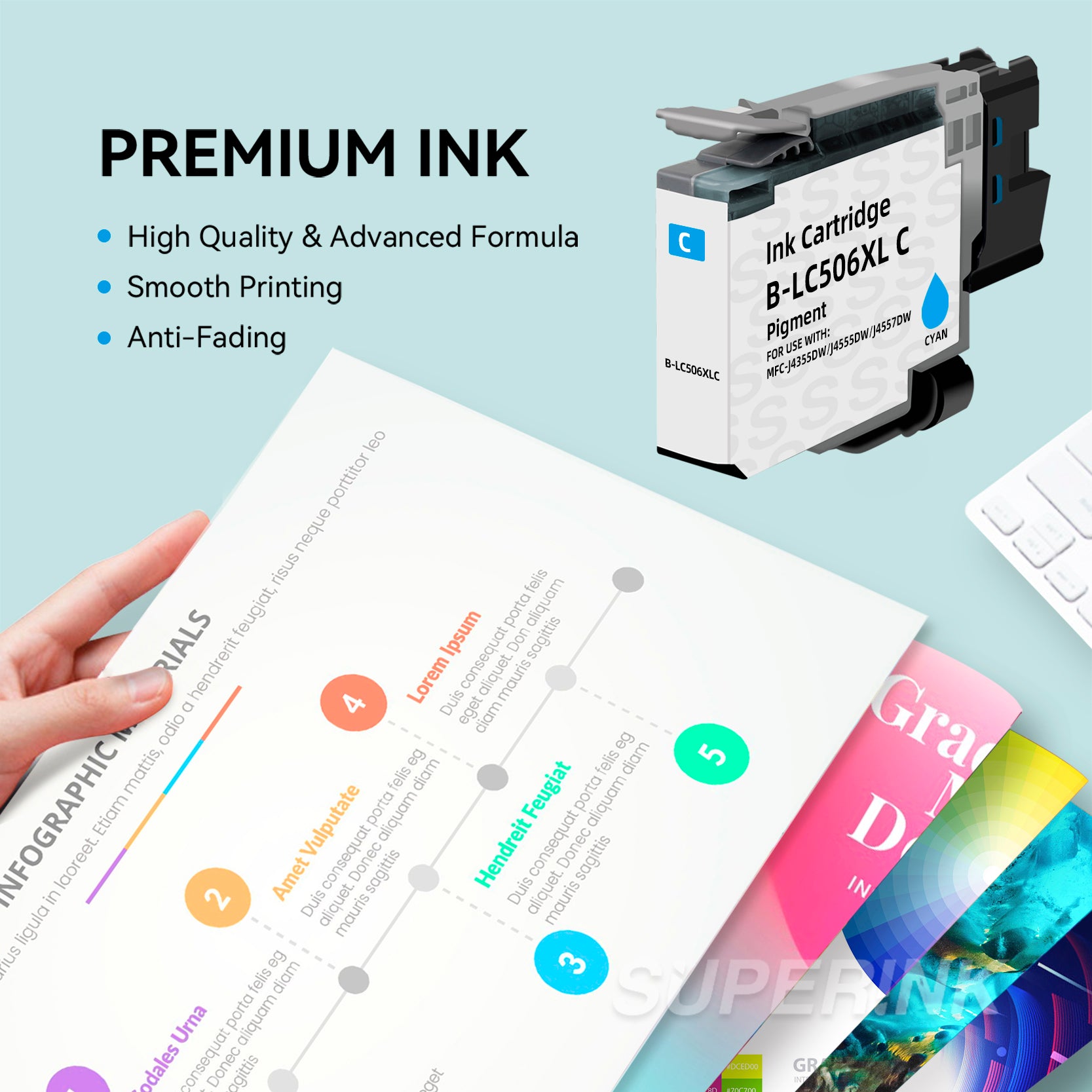 Compatible Brother LC506 LC506XL Cyan Ink Cartridge High Yield