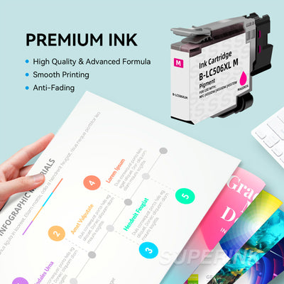 Compatible Brother LC506 LC506XL Magenta Ink Cartridge High Yield