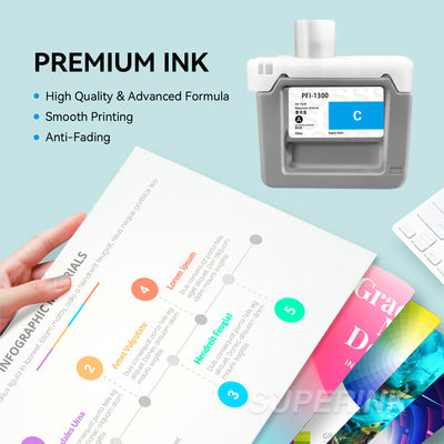 Compatible Canon PFI-1300 Cyan Ink Cartridge By Superink
