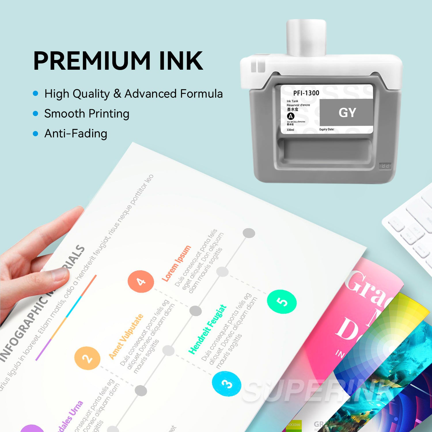 Compatible Canon PFI-1300 Grey Ink Cartridge By Superink