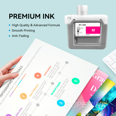 Compatible Canon PFI-1300 Magenta Ink Cartridge By Superink