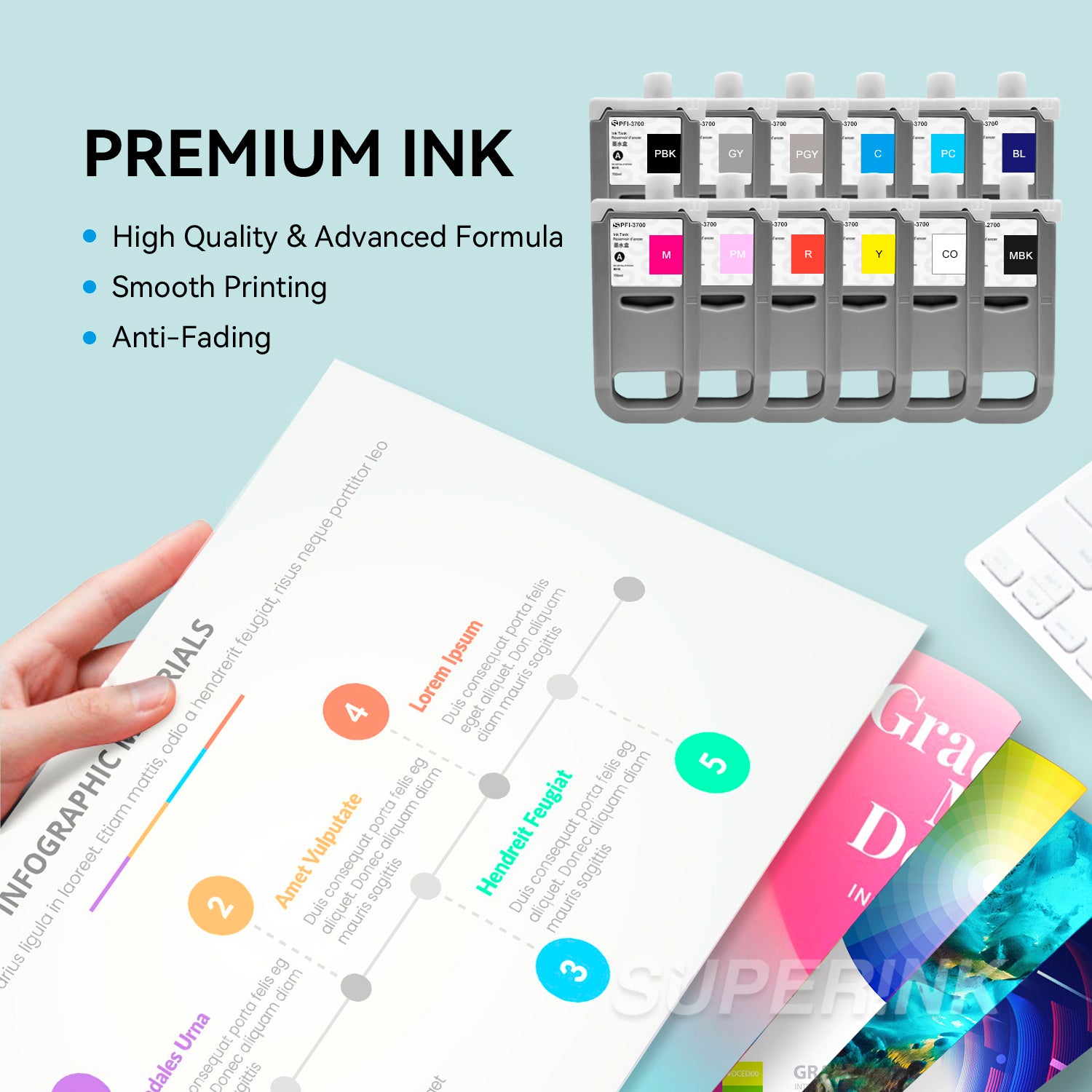Compatible Canon PFI-2700 PFI-3700 12PCS Combo Ink Cartridge
