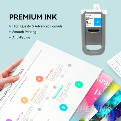 Compatible Canon PFI 740 Cyan Ink Cartridge By Superink
