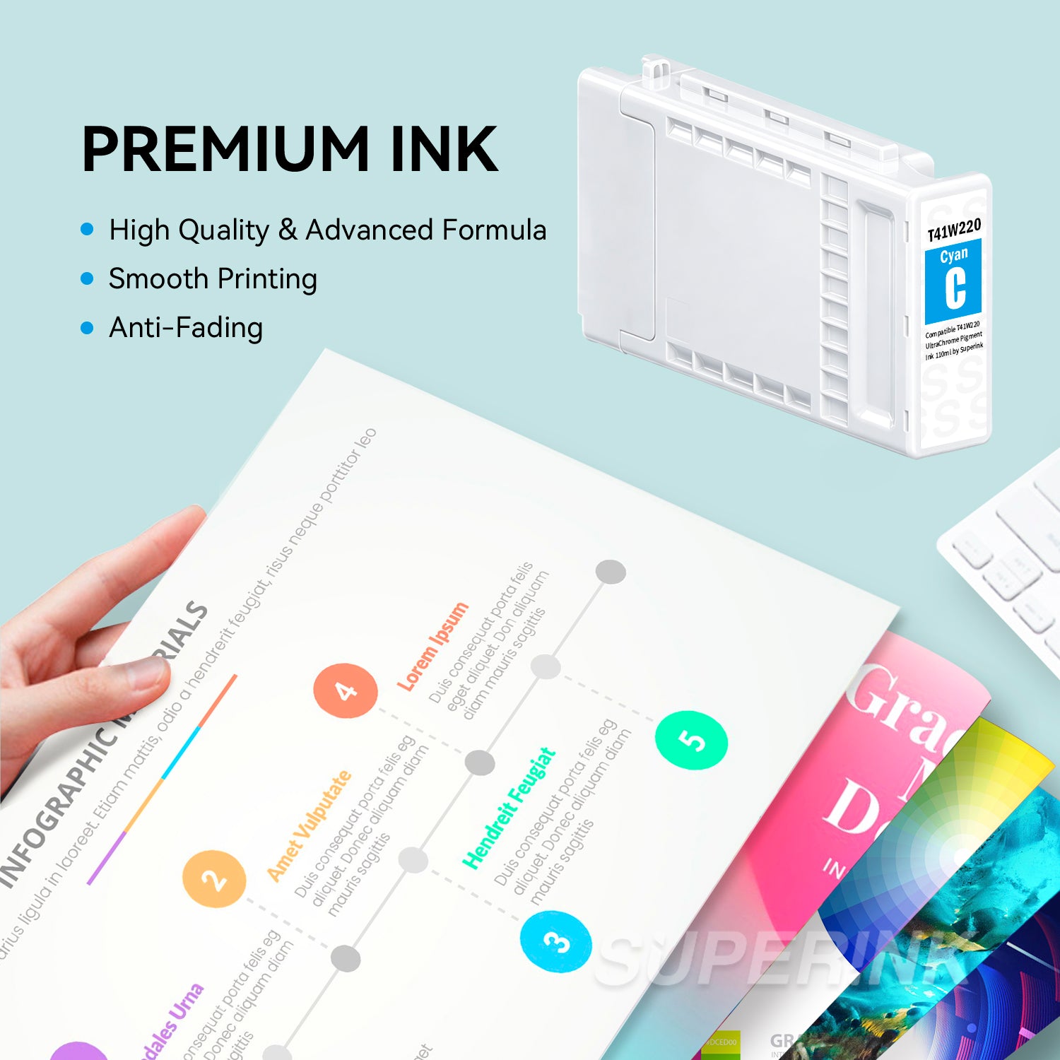 Compatible Epson T41W220 Cyan Ink Cartridge