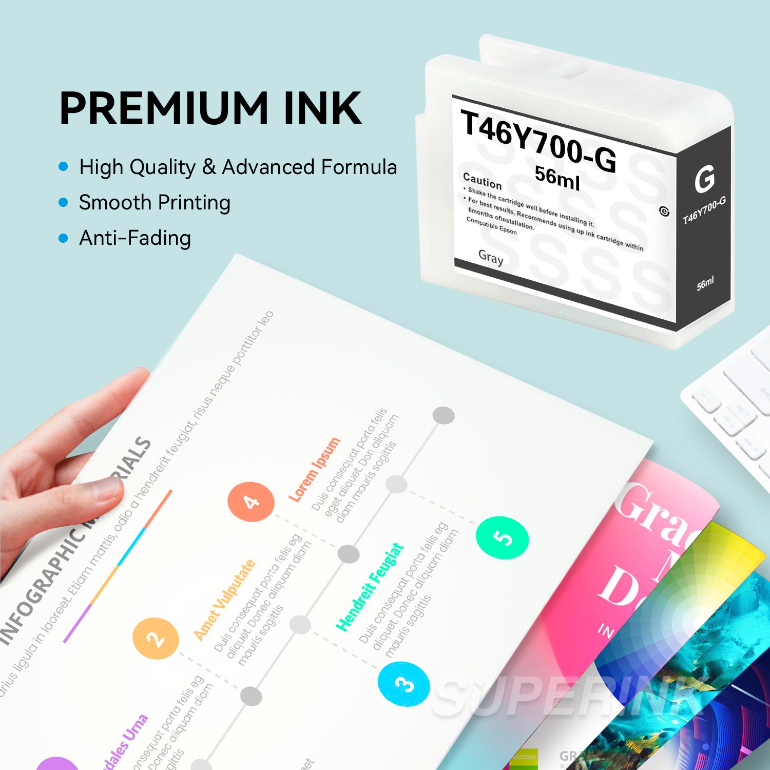 Compatible Epson T46Y700 Gray Ink Cartridge
