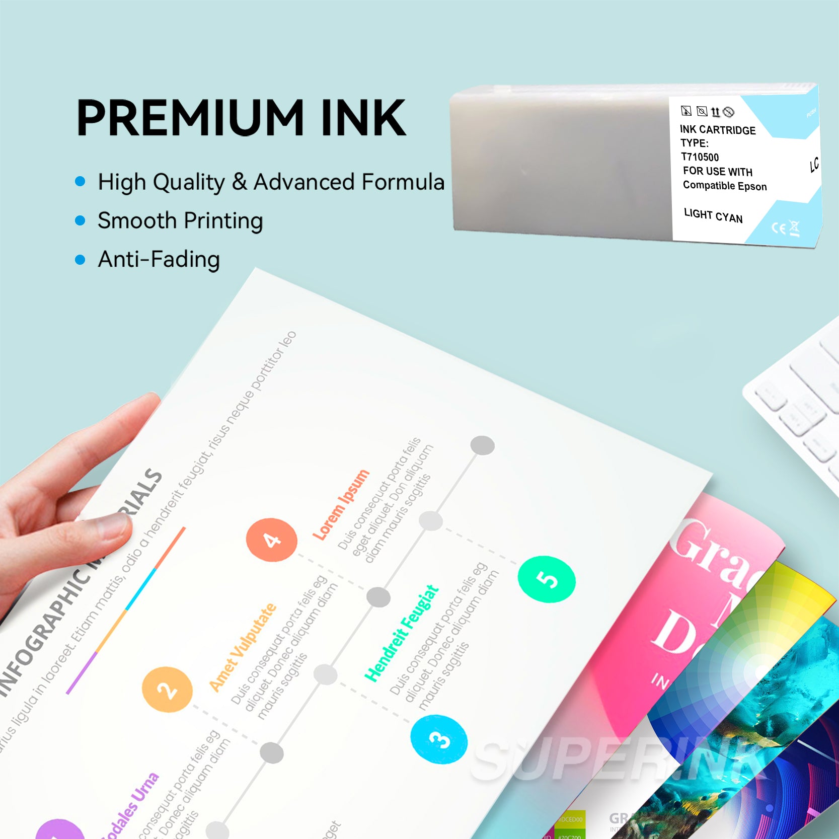 Compatible Epson T710500 Light Cyan Ink Cartridge