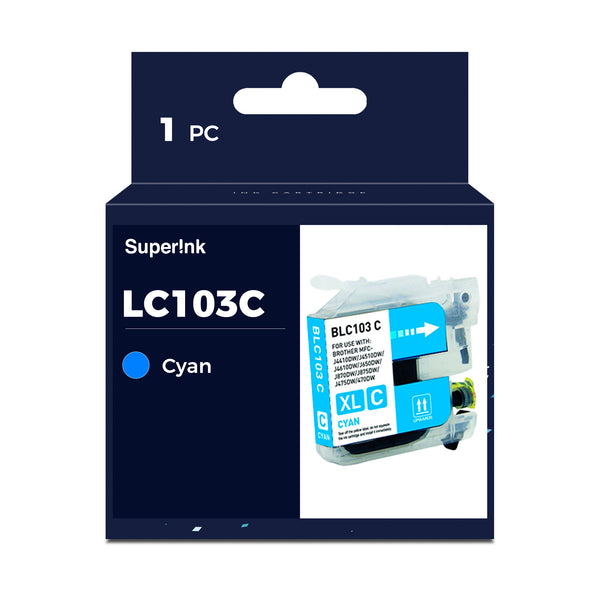 Compatible Brother LC103C High Yield Cyan Inkjet Cartridge by Superink ...