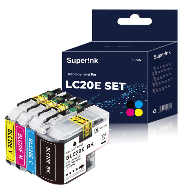 Compatible Brother LC20E Ink Cartridge Combo BK/C/M/Y - Superink.ca