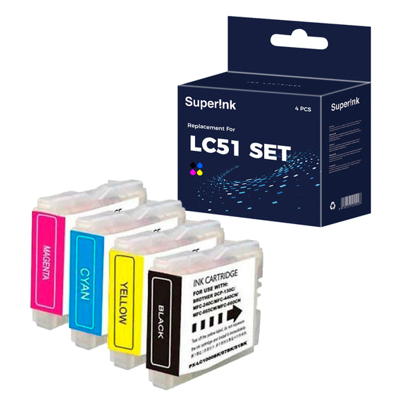 Compatible Brother LC51 Ink Cartridge Set BK/C/M/Y - Superink.ca