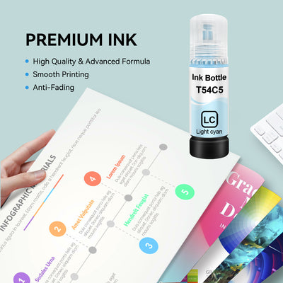 Compatible Epson T54C T54C520 Light Cyan Ink Bottle by Superink