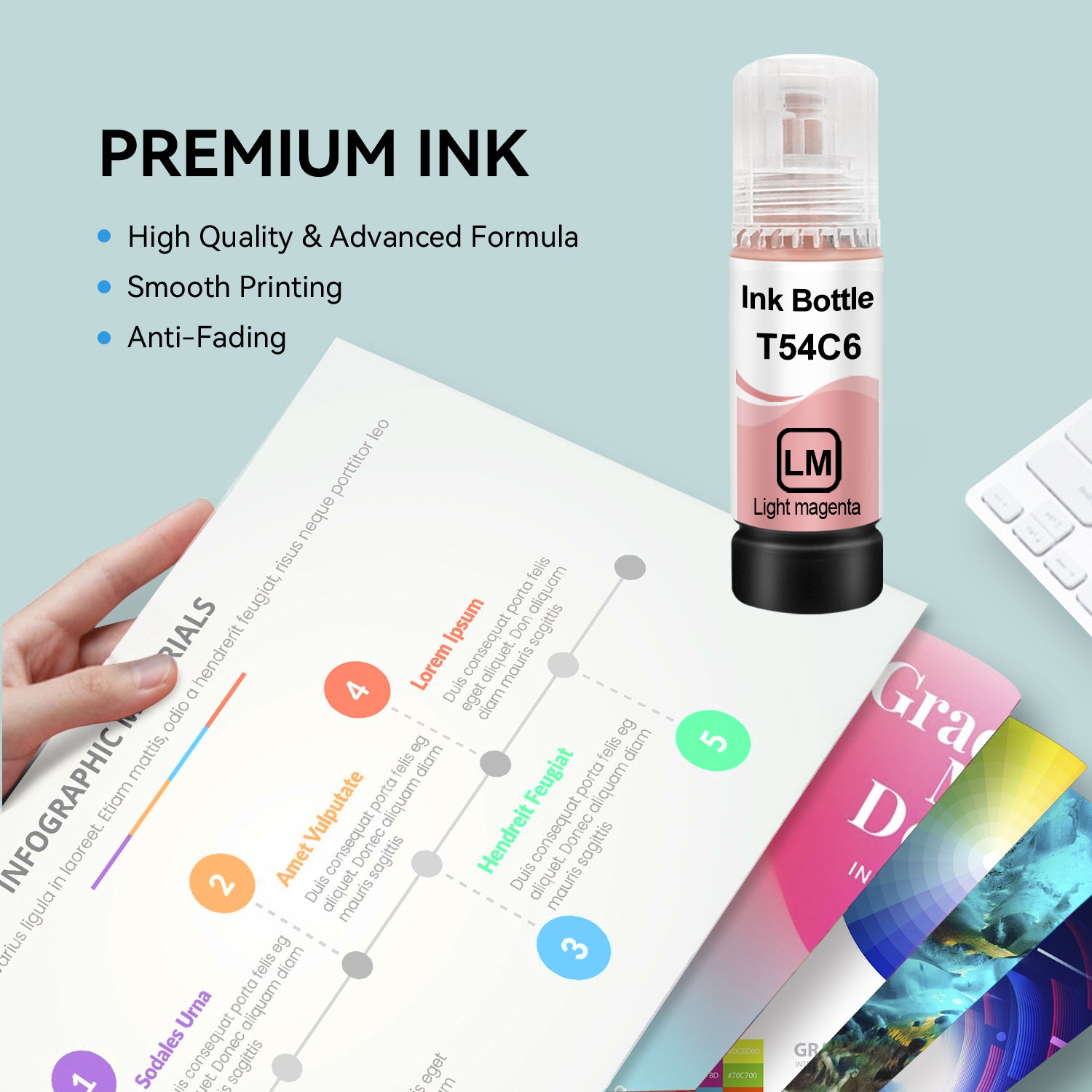 Compatible Epson T54C T54C620 Light Magenta Ink Bottle