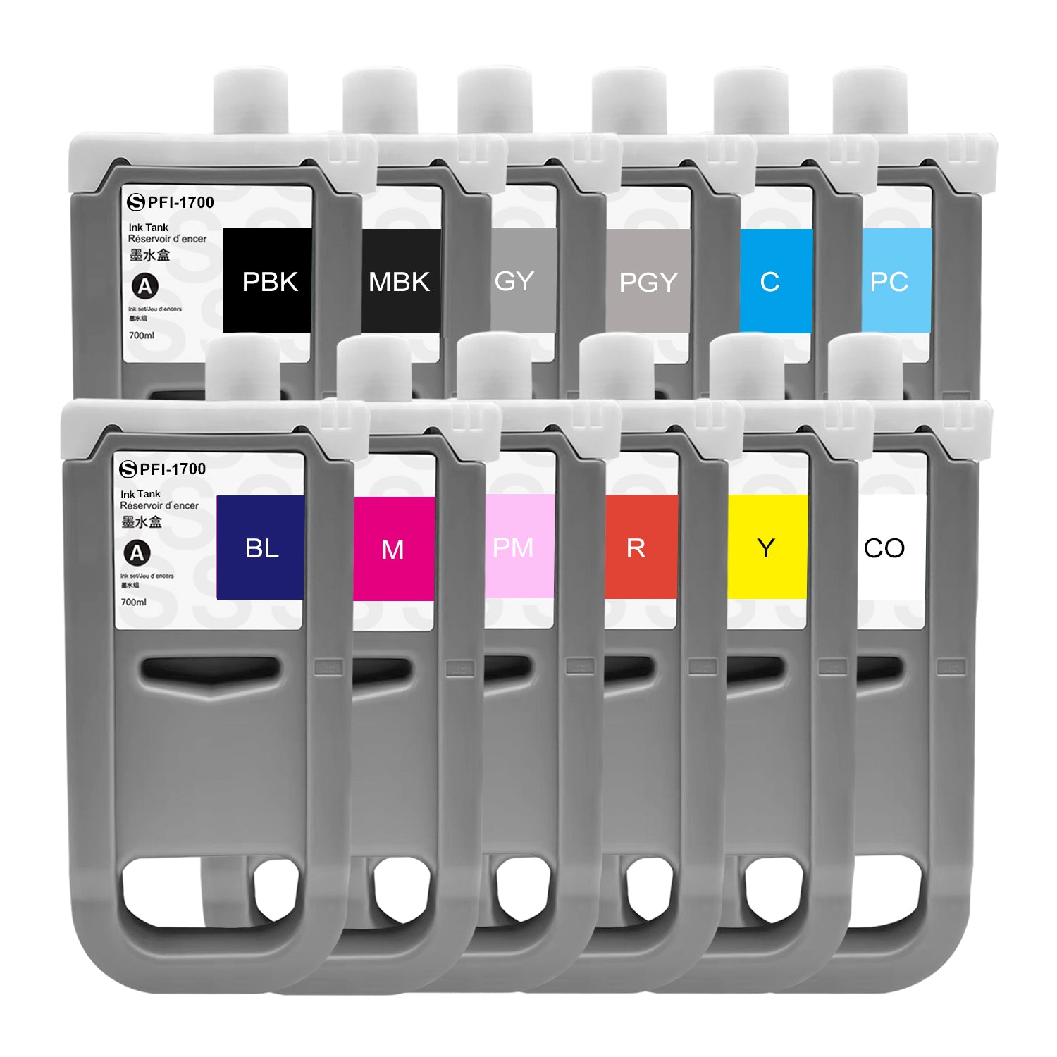 Compatible Canon PFI-1700 Combo 12 PCS Ink Cartridge - Superink.ca