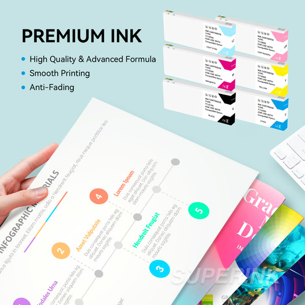 T710 Ink Compatible Epson T710 Ink Cartridge Combo BK/C/M/Y/LC/LM - Superink.ca