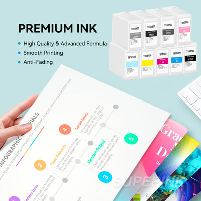 Compatible Epson T850 80ML Set of 9 Ink Cartridge By Superink