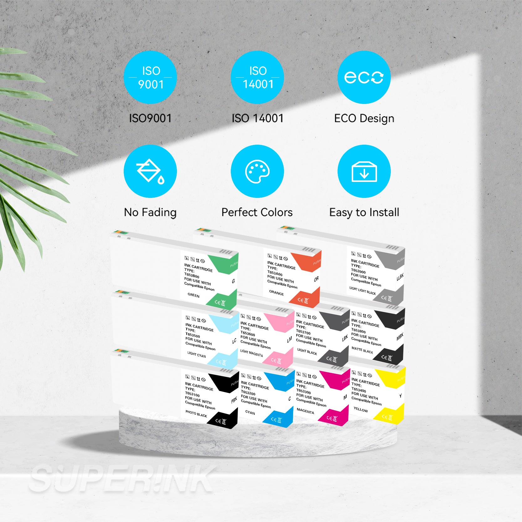 Compatible Epson T653 200ML Set of 11 Ink Cartridge