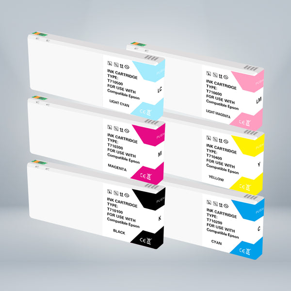 T710 Ink Compatible Epson T710 Ink Cartridge Combo BK/C/M/Y/LC/LM - Superink.ca