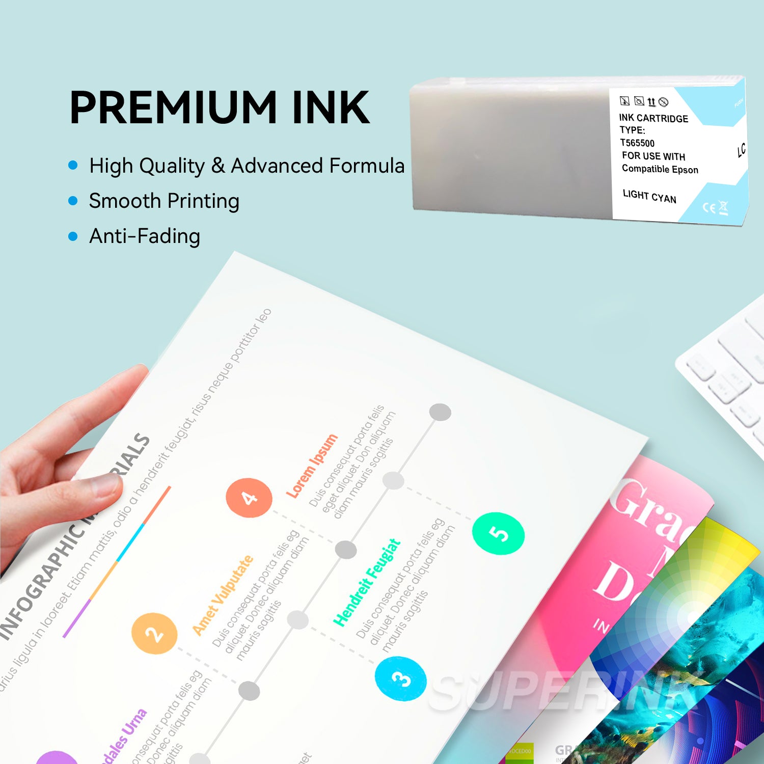Compatible Epson T565500 Light Cyan Ink Cartridge