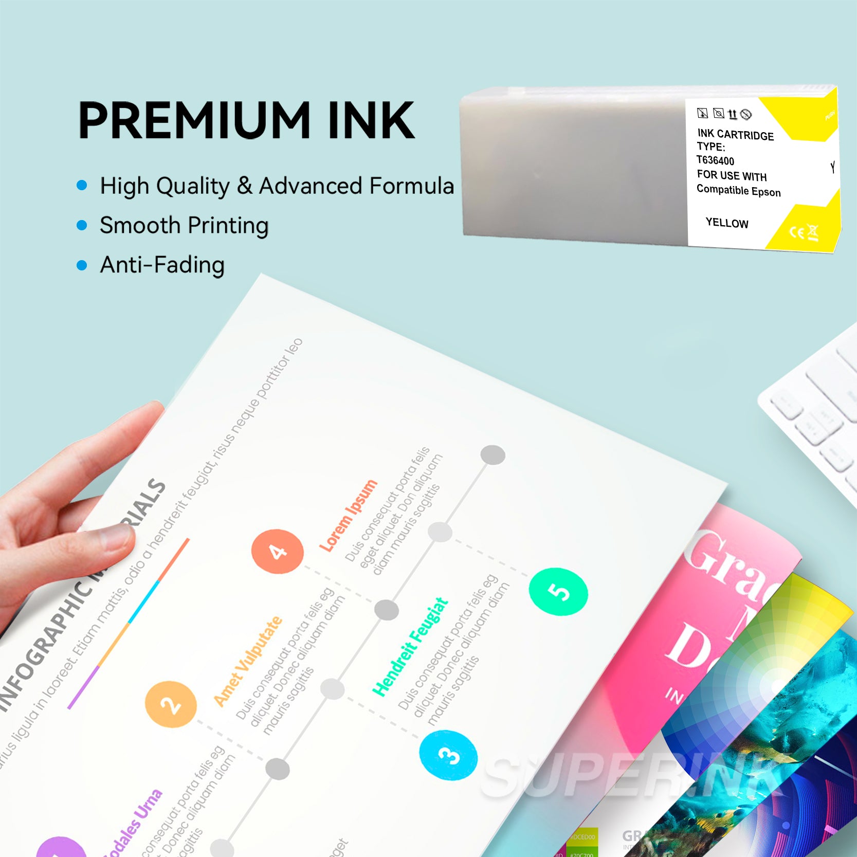 Compatible Epson T636400 700ml Yellow Ink By Superink
