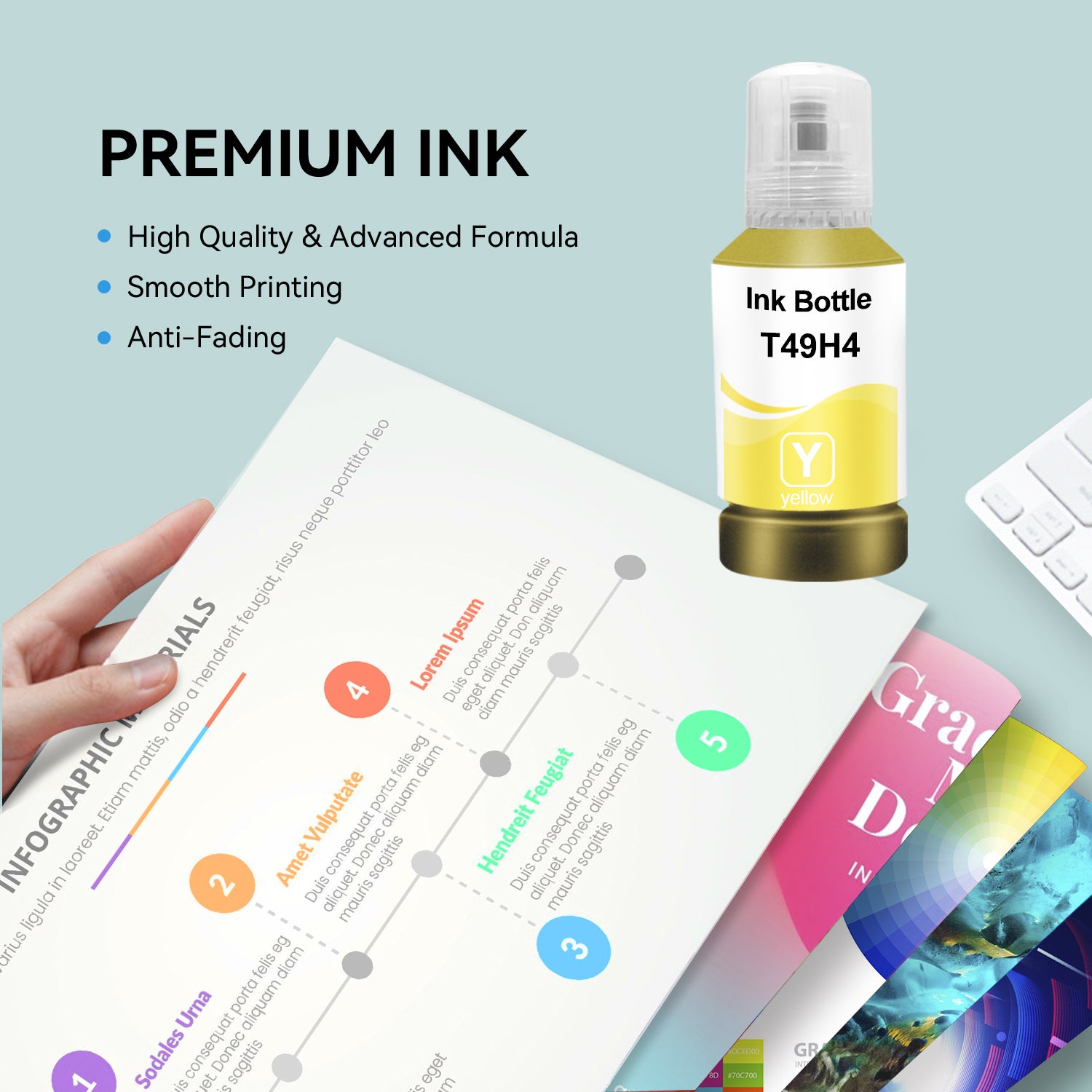Compatible Epson T49H T49H400 Yellow Ink Bottle